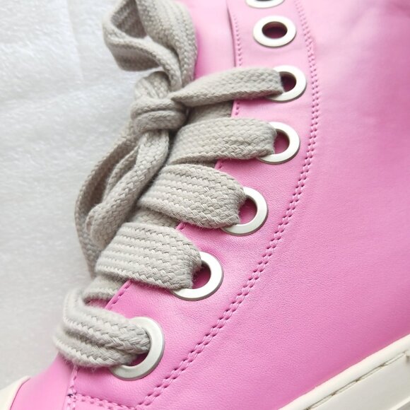 Haute Pink Leather High Top Sneakers Hot Pink EU 44 / US 10.5M / 12.5W NWT - Picture 6 of 11